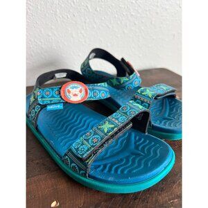 Disney Native Kids Sandals Blue/Black Size J1 Adjustable Straps Rubber Sole Patt